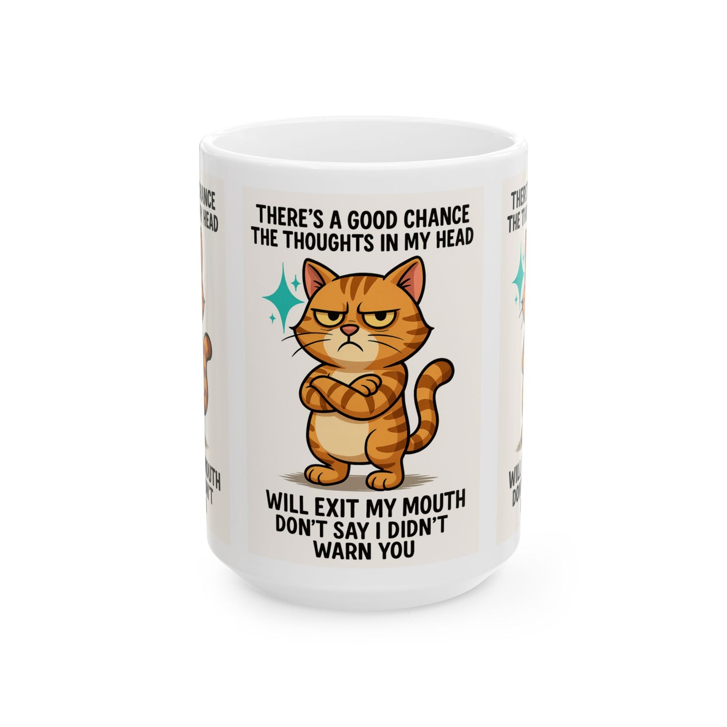 Sassy Cat Ceramic Mug: Quirky Gift for Cat Lovers, Funny Coffee Cup, Unique Birthday Present, Perfect for Pet Owners