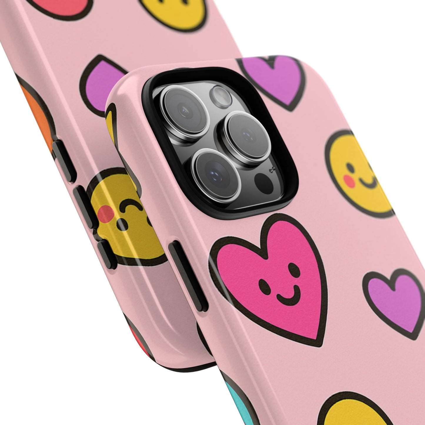 Cute Phone Case with Smiley Faces and Hearts, Fun Gift for Kids and Teens, Cellphone Protector, Birthday Present, Cute Accessories