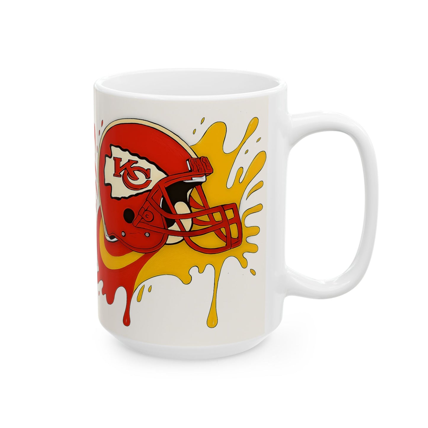 Kansas City Football Mug, Team Spirit Coffee Cup, Sports Fan Gift, NFL Ceramics, Game Day Mug, Red and Gold Design
