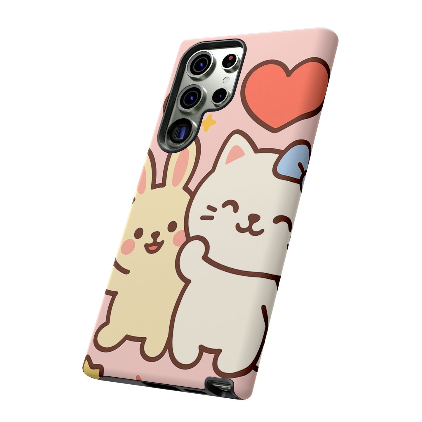 Cute Animal Phone Case -Tough Cases with Bunny and Cat Design, Kawaii Gift for Kids, Birthday, Everyday Use, Phone Accessories, teenage girl
