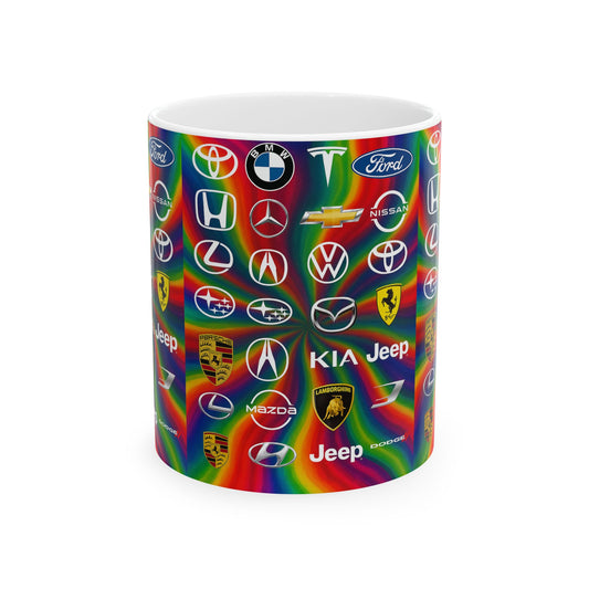 Vibrant Auto Enthusiast Ceramic Mug | Car Logo Collection, Unique Gift for Car Lovers, Rainbow Design, 11oz & 15oz Sizes, Perfect for [...]