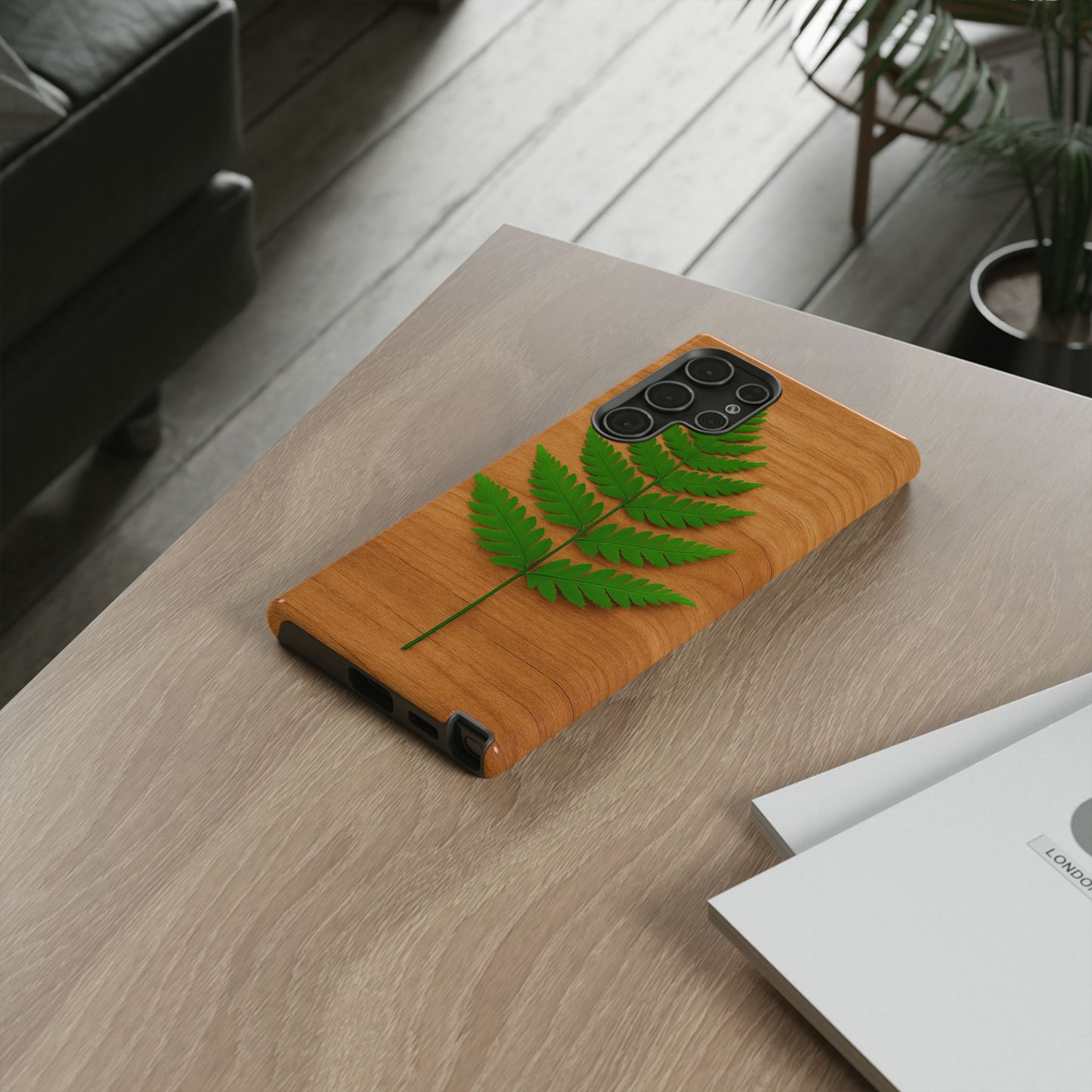 Wooden Fern Phone Case - Eco-Friendly Tough Cases for Nature Lovers, Unique Gift, Customizable Design, Nature-Themed Accessories