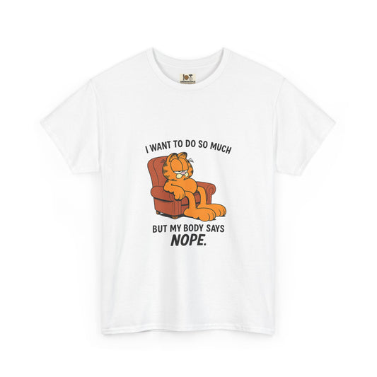 Funny Unisex Heavy Cotton Tee, Cozy T-Shirt for Relaxation, Gift for Cat Lovers, Humor Shirt, Lounge Wear