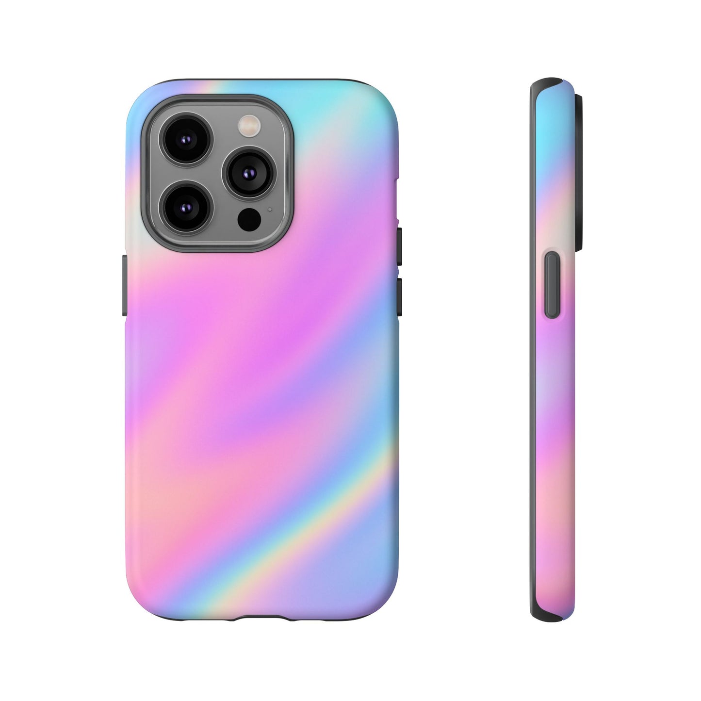 Colorful Holographic Phone Case, Tough Cases for iPhone, Trendy Phone Cover, Unique Gift for Her, Pastel Phone Accessory