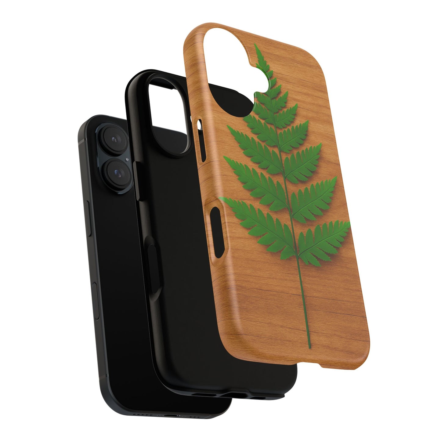 Wooden Fern Phone Case - Eco-Friendly Tough Cases for Nature Lovers, Unique Gift, Customizable Design, Nature-Themed Accessories