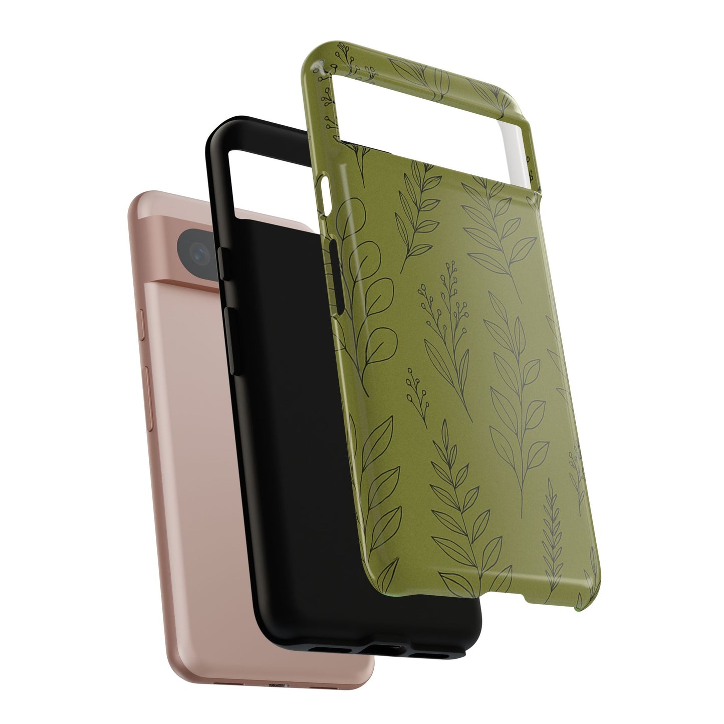 Stylish Phone Case, Botanical Design, Tough Phone Cover, Green Floral Case, Nature Inspired Gift, Eco-Friendly Accessory