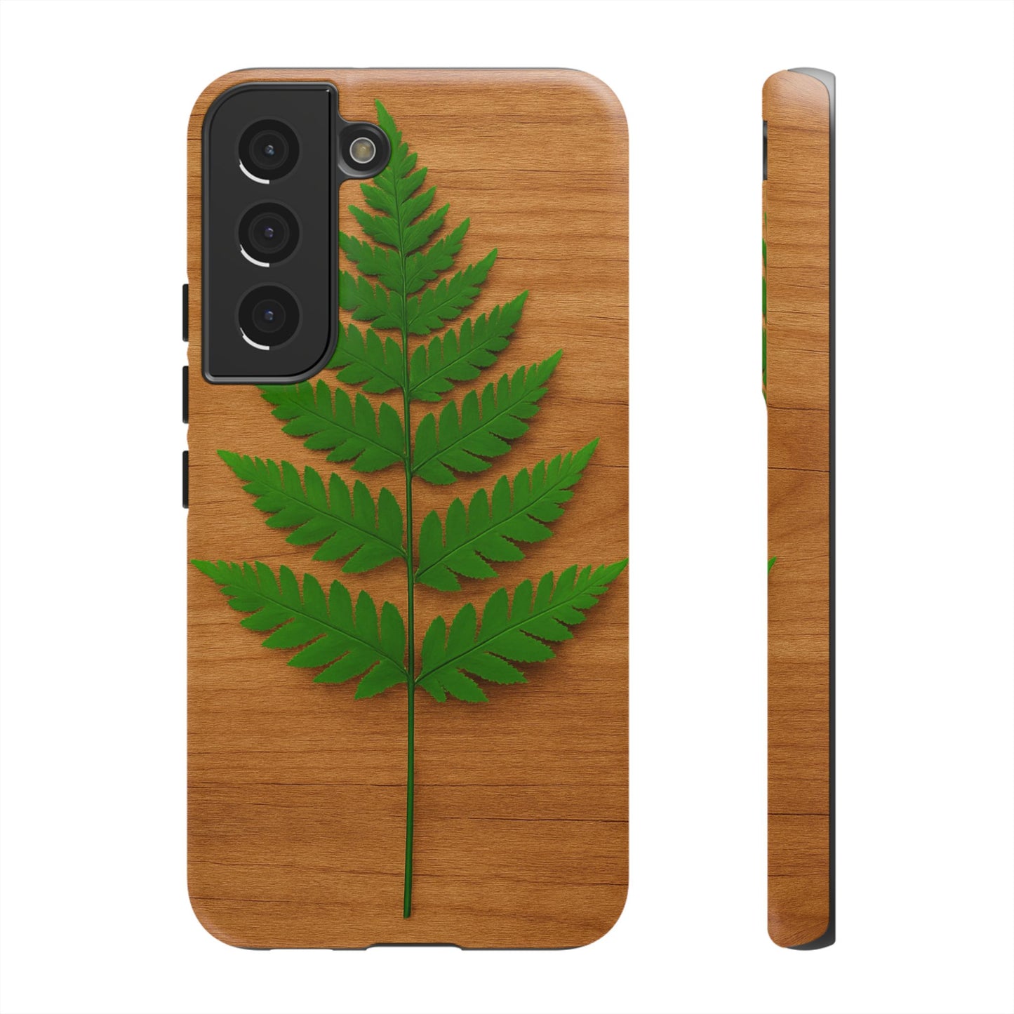 Wooden Fern Phone Case - Eco-Friendly Tough Cases for Nature Lovers, Unique Gift, Customizable Design, Nature-Themed Accessories