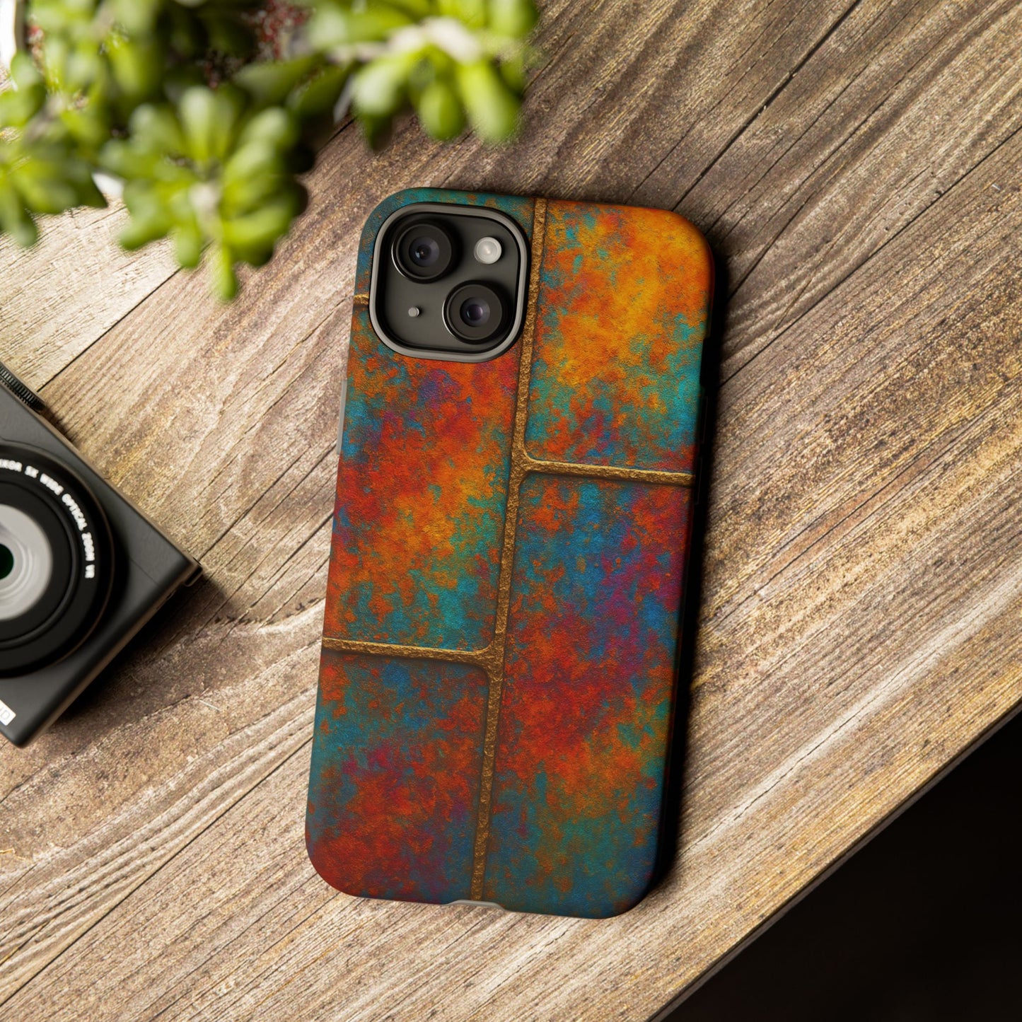 Colorful Textured Phone Case, Vibrant iPhone Cover, Tough Protective Shell, Unique Mobile Accessory, Artisan Phone Protection