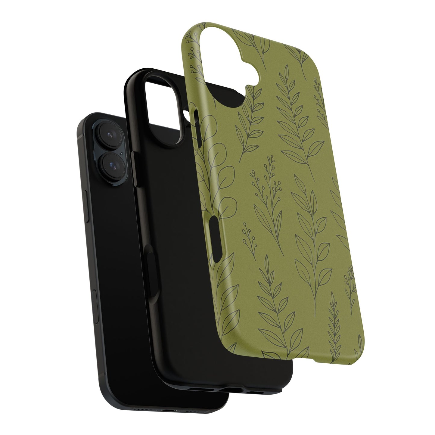 Stylish Phone Case, Botanical Design, Tough Phone Cover, Green Floral Case, Nature Inspired Gift, Eco-Friendly Accessory