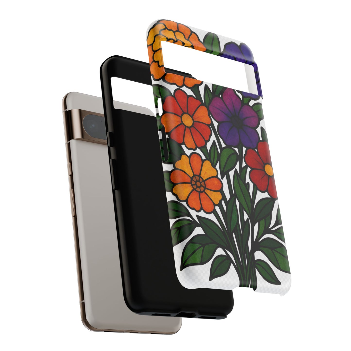 Floral Phone Case, Tough Cases with Colorful Flower Design, Gift for Flower Lovers, Summer Accessories, Trendy Phone Cover