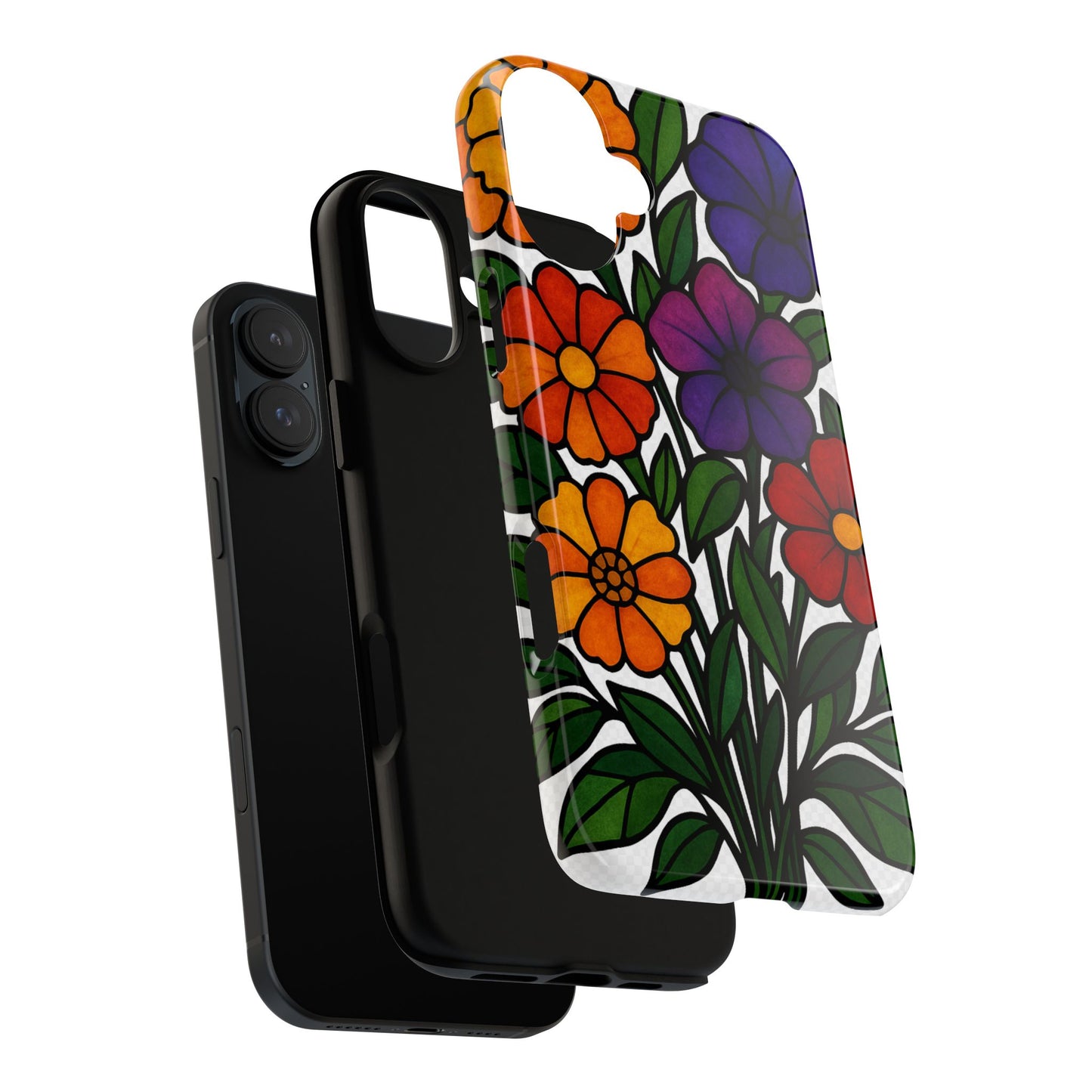 Floral Phone Case, Tough Cases with Colorful Flower Design, Gift for Flower Lovers, Summer Accessories, Trendy Phone Cover