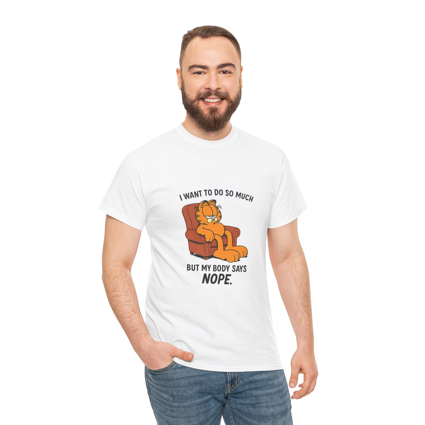 Funny Unisex Heavy Cotton Tee, Cozy T-Shirt for Relaxation, Gift for Cat Lovers, Humor Shirt, Lounge Wear