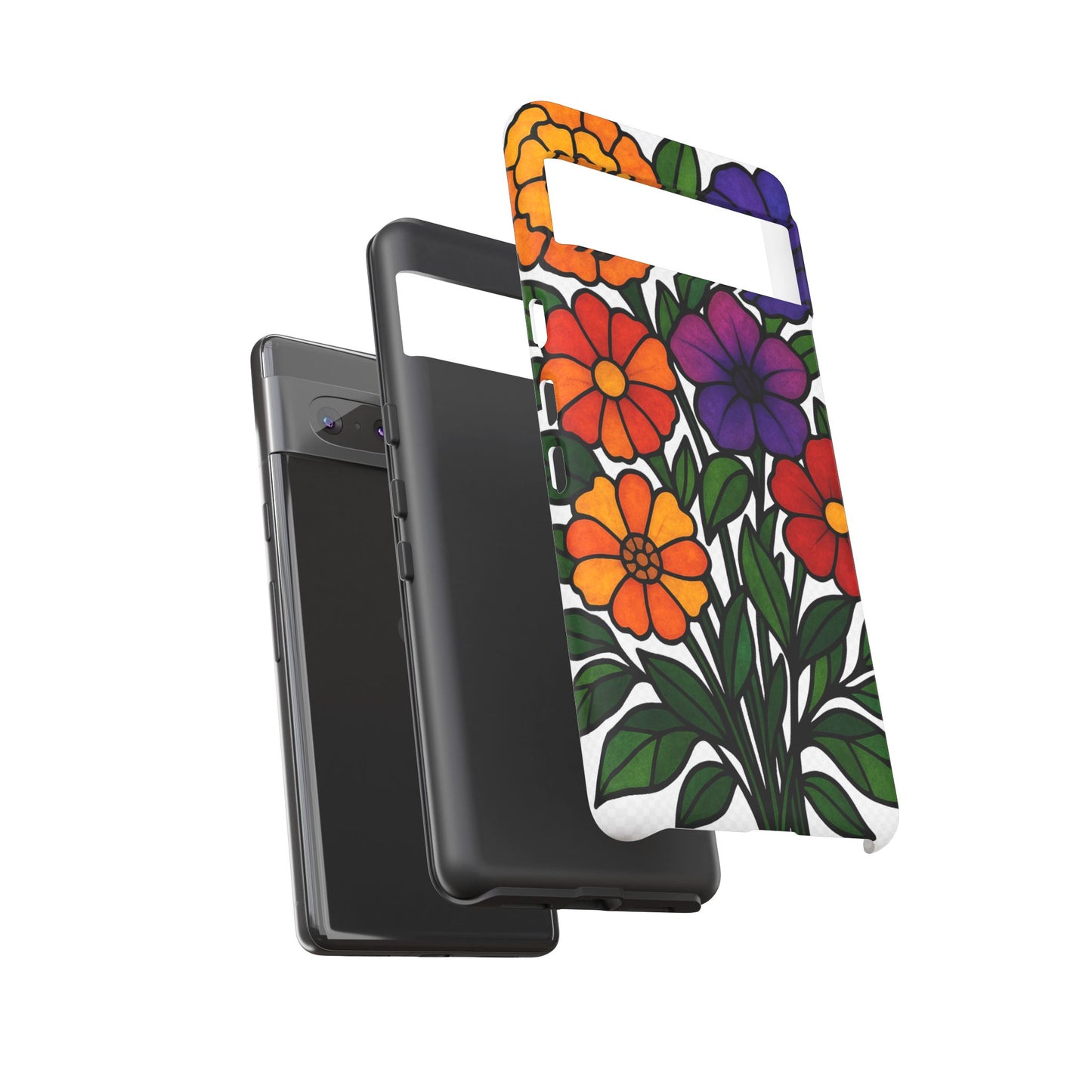 Floral Phone Case, Tough Cases with Colorful Flower Design, Gift for Flower Lovers, Summer Accessories, Trendy Phone Cover