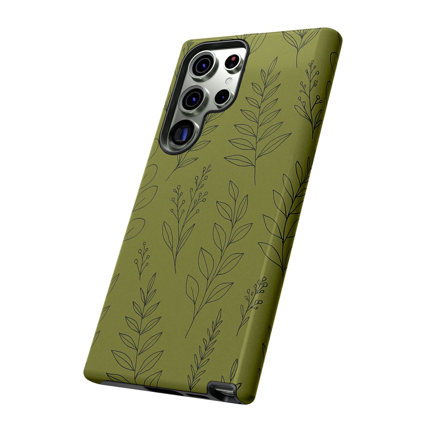 Stylish Phone Case, Botanical Design, Tough Phone Cover, Green Floral Case, Nature Inspired Gift, Eco-Friendly Accessory