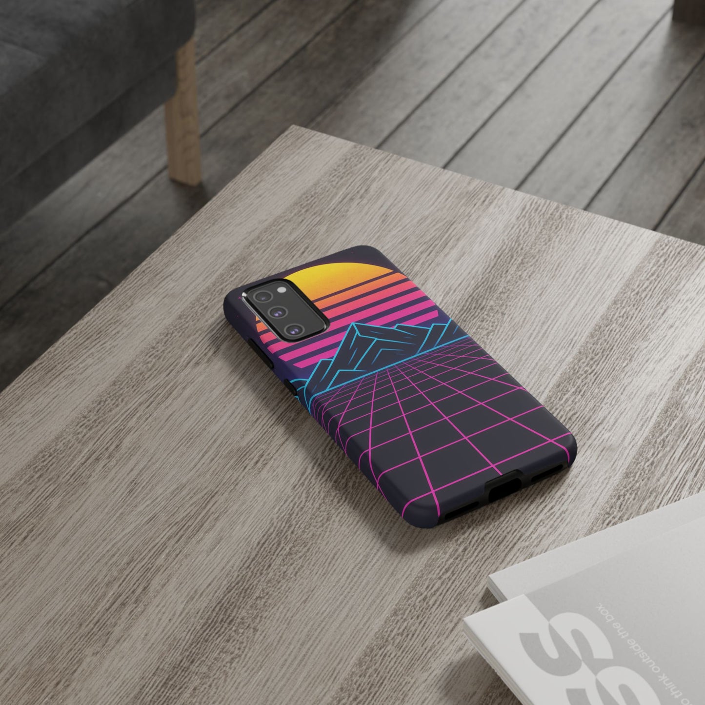 Retro Sunset Phone Case, Vintage Neon Case, 80s Aesthetic Cover, Gift for Tech Lovers, Unique Phone Accessories