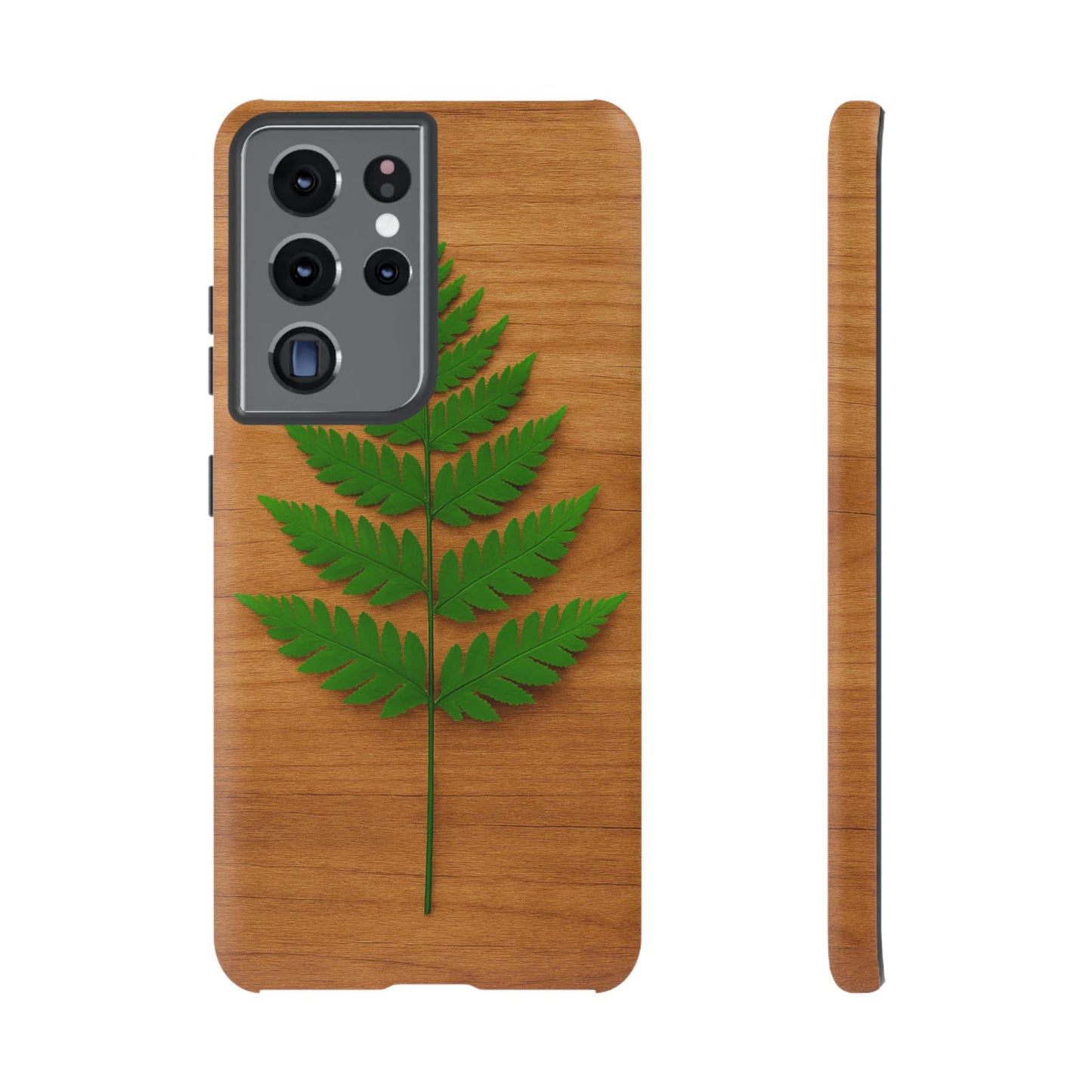 Wooden Fern Phone Case - Eco-Friendly Tough Cases for Nature Lovers, Unique Gift, Customizable Design, Nature-Themed Accessories