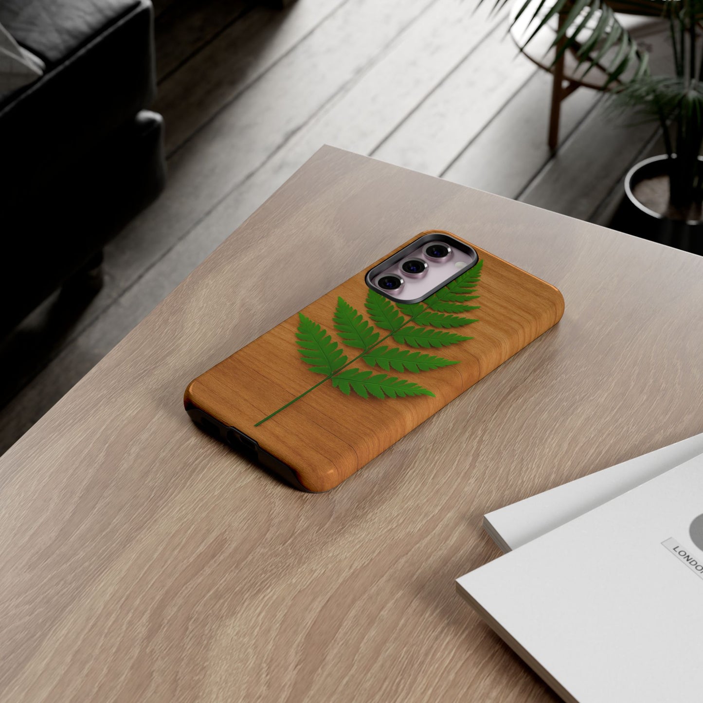 Wooden Fern Phone Case - Eco-Friendly Tough Cases for Nature Lovers, Unique Gift, Customizable Design, Nature-Themed Accessories