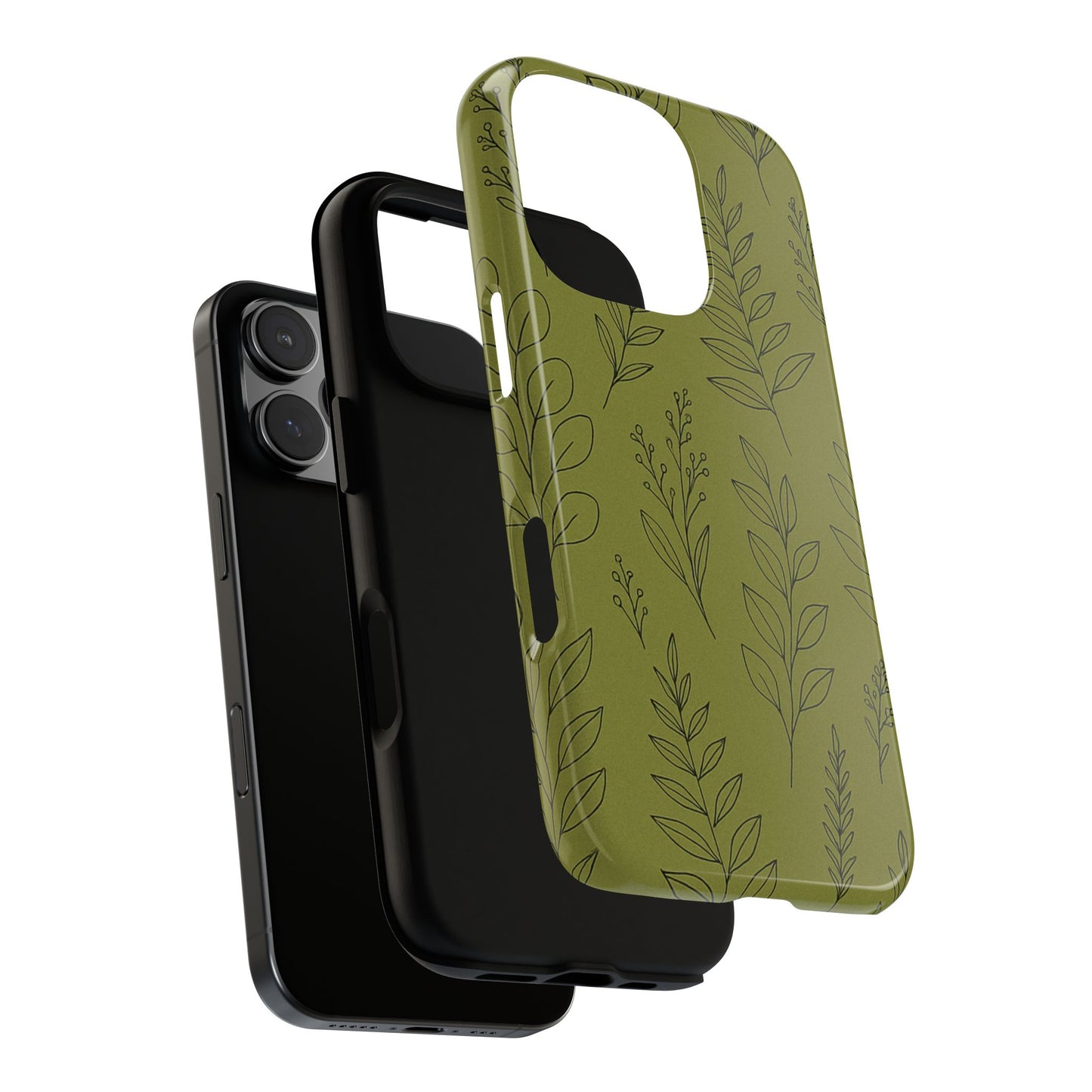 Stylish Phone Case, Botanical Design, Tough Phone Cover, Green Floral Case, Nature Inspired Gift, Eco-Friendly Accessory