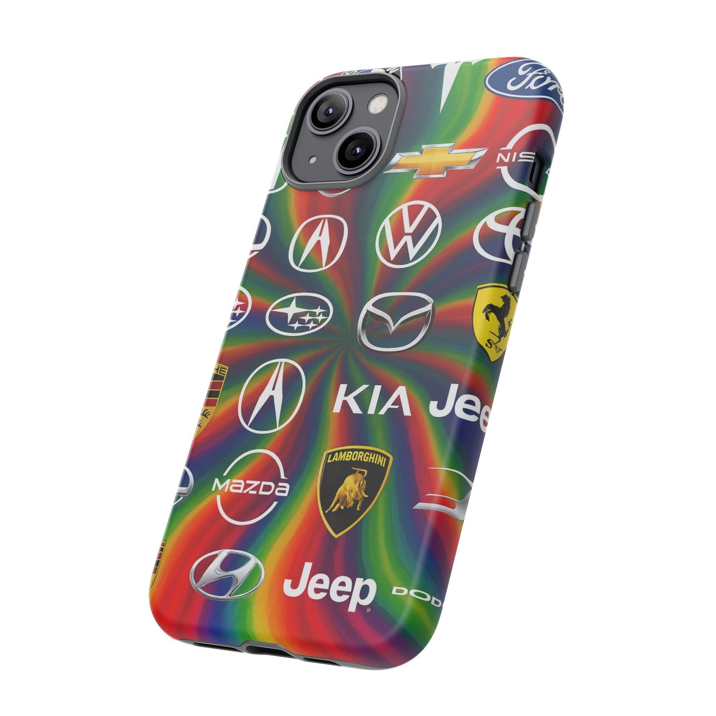 Colorful Car Logos Phone Case - Vibrant Tough Cases for Auto Enthusiasts, Unique Gift for Birthdays, Car Events, and Holidays