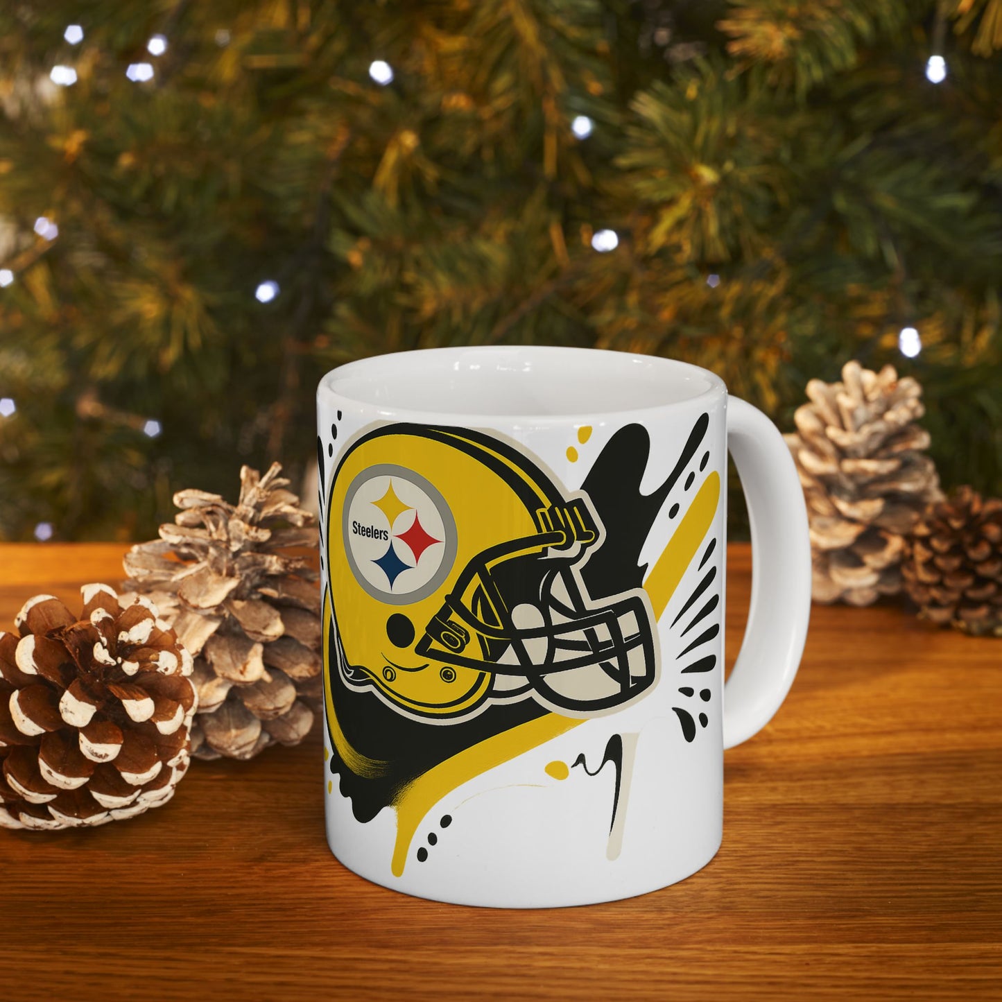 Steelers Football Ceramic Mug, 11oz or 15oz, Gift for Fans, Game Day Coffee Cup, Sports Decor