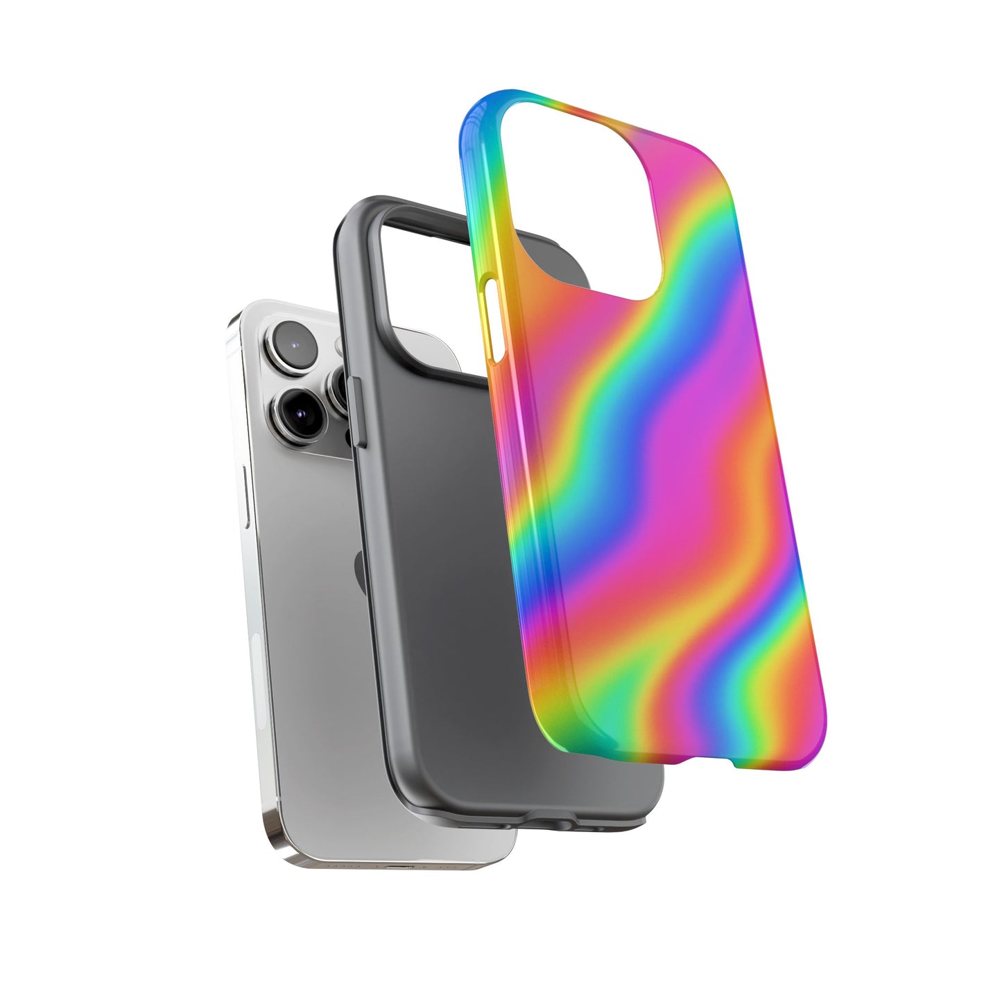 Rainbow Wavy Phone Case - Colorful Tough Cases for Stylish Protection, LGBTQ+ Pride Gift, Trendy Phone Accessory, Birthday, Holiday Present