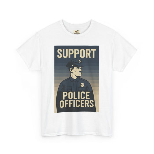 Support Police Officers Unisex Heavy Cotton Tee, Police Support Shirt, Law Enforcement Apparel, Gifts for Officers, Patriotic Tee