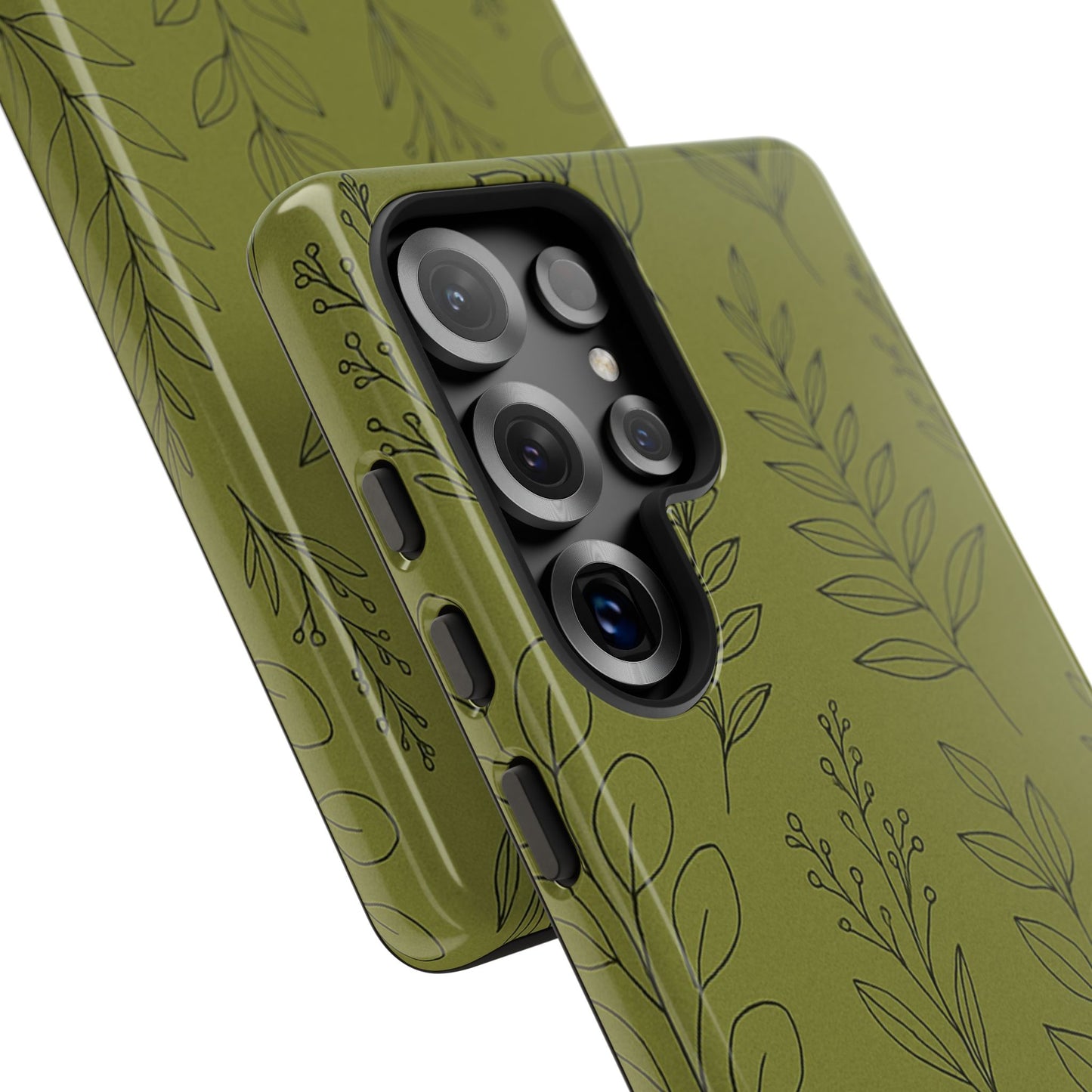 Stylish Phone Case, Botanical Design, Tough Phone Cover, Green Floral Case, Nature Inspired Gift, Eco-Friendly Accessory