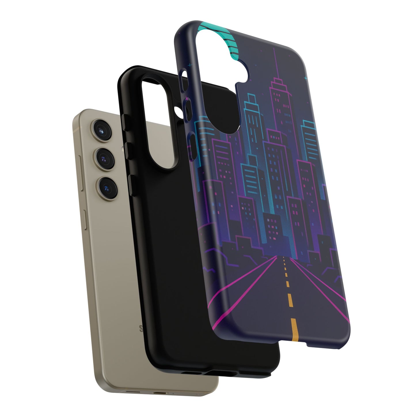 Cityscape Phone Case, Tough Cases, Urban Style, Nighttime Vibe, Phone Cover, Gift for City Lovers, Modern Design