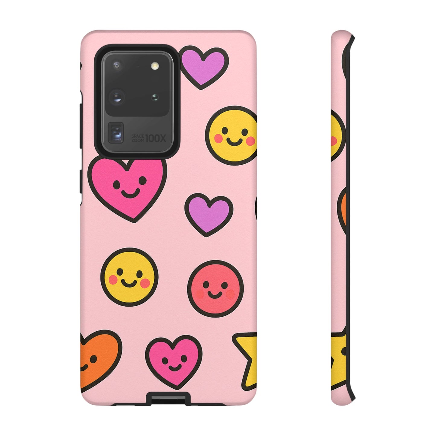 Cute Phone Case with Smiley Faces and Hearts, Fun Gift for Kids and Teens, Cellphone Protector, Birthday Present, Cute Accessories