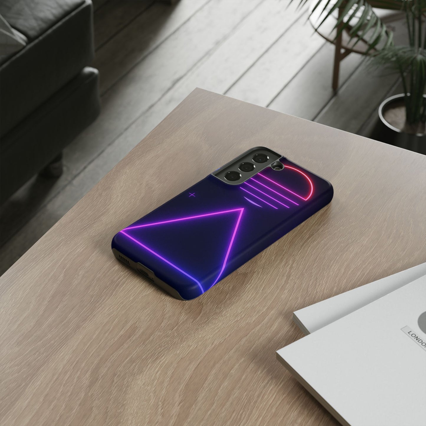 Retro Neon Phone Case, Tough Cases for iPhone, 80s Aesthetic Phone Cover, Abstract Neon Design, Gift for Tech Lovers