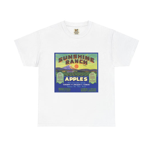 Sunshine Ranch Apple Graphic Unisex Tee, Vintage T-Shirt, Casual Wear, Gift for Fruit Lovers, Summer Apparel, Farmhouse Decor