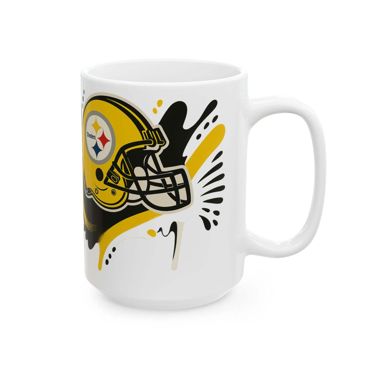 Steelers Football Ceramic Mug, 11oz or 15oz, Gift for Fans, Game Day Coffee Cup, Sports Decor