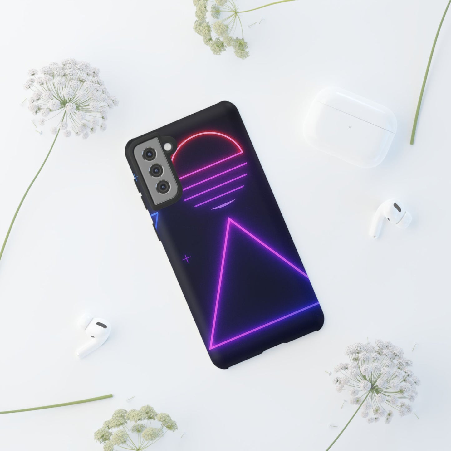 Retro Neon Phone Case, Tough Cases for iPhone, 80s Aesthetic Phone Cover, Abstract Neon Design, Gift for Tech Lovers