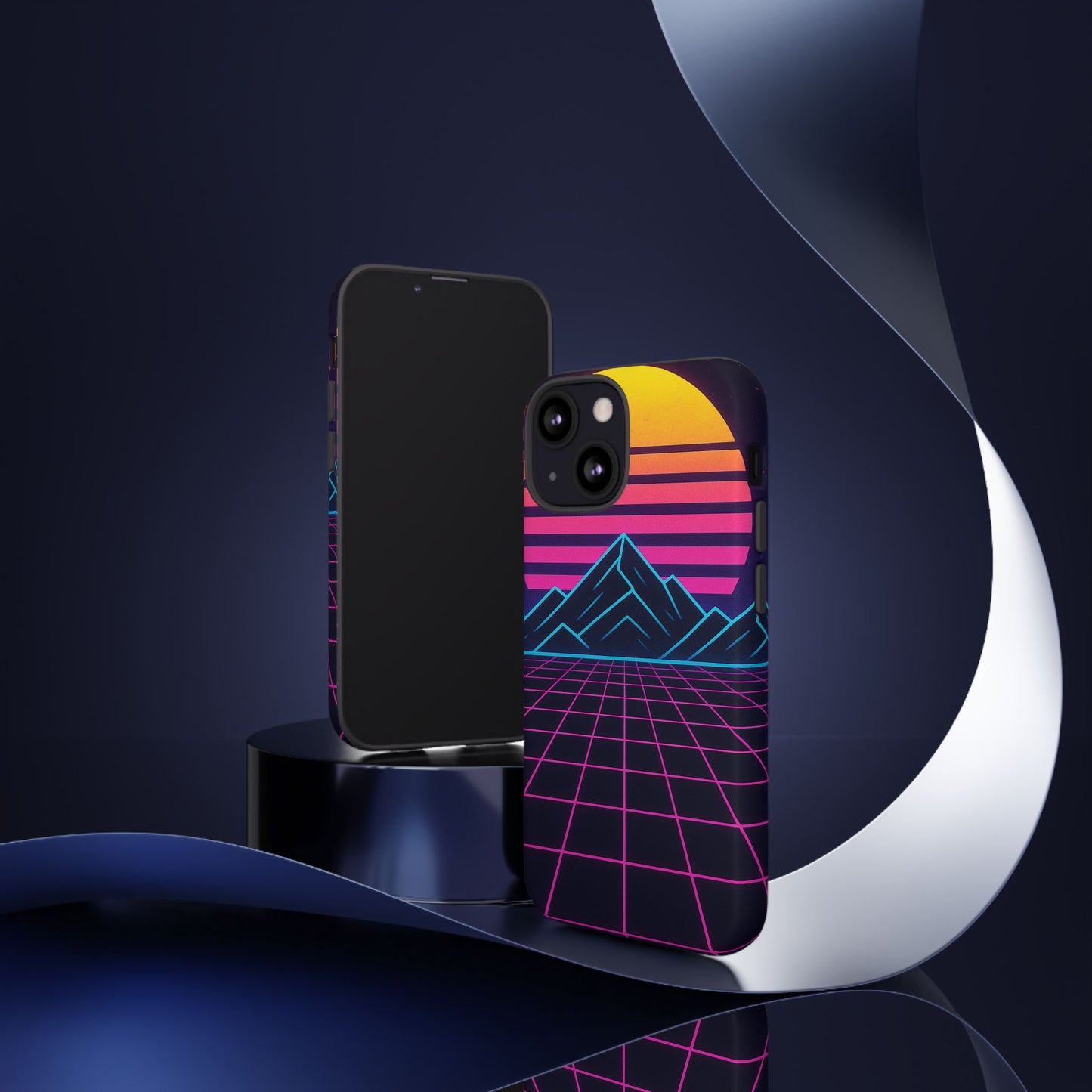 Retro Sunset Phone Case, Vintage Neon Case, 80s Aesthetic Cover, Gift for Tech Lovers, Unique Phone Accessories