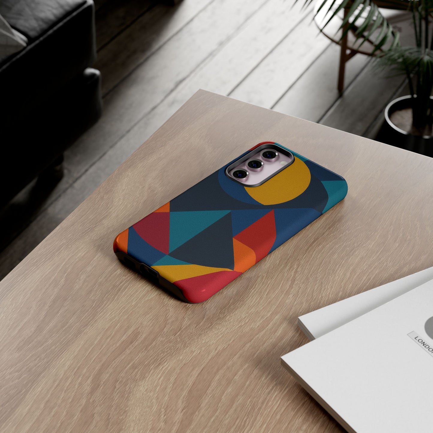 Vibrant Phone Case, Colorful Phone Cover, Geometric Design, Artistic Gift, Trendy Accessory, Vibrant Colors, Unique Design