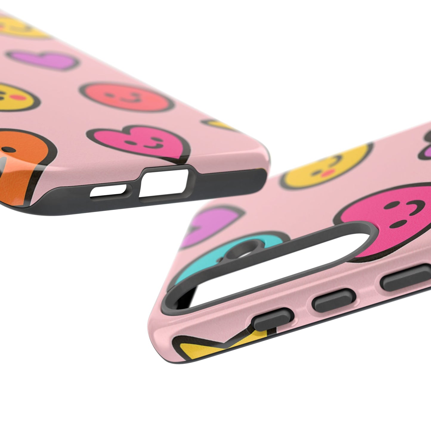 Cute Phone Case with Smiley Faces and Hearts, Fun Gift for Kids and Teens, Cellphone Protector, Birthday Present, Cute Accessories