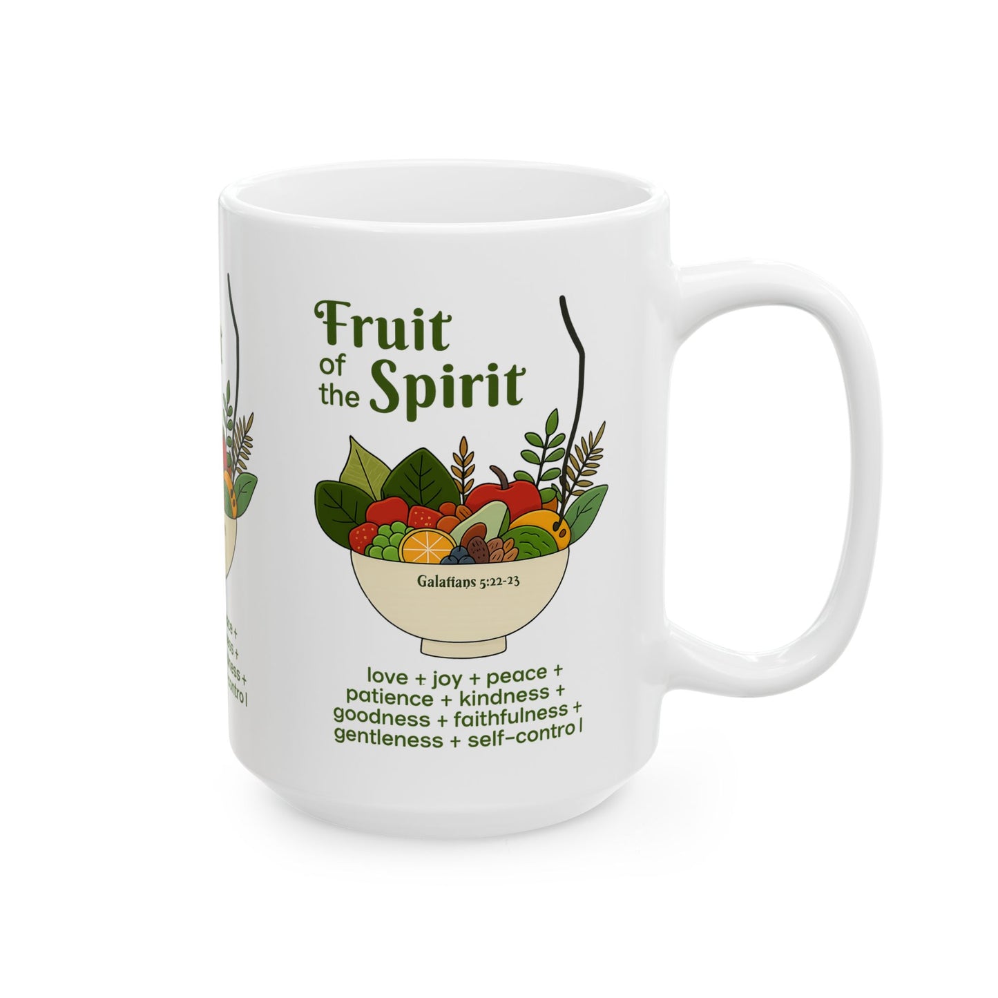 Inspirational Ceramic Mug, Fruit of the Spirit Gift, Christian Coffee Cup, 11oz, 15oz, Encouragement Mug, Religious Kitchenware