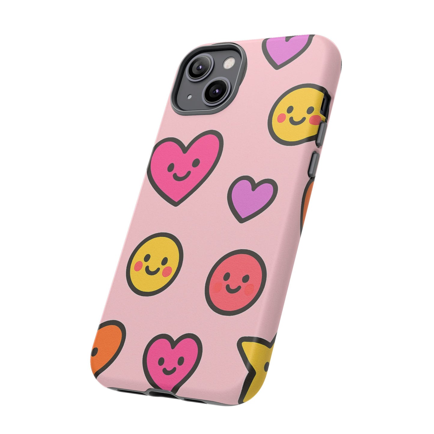 Cute Phone Case with Smiley Faces and Hearts, Fun Gift for Kids and Teens, Cellphone Protector, Birthday Present, Cute Accessories