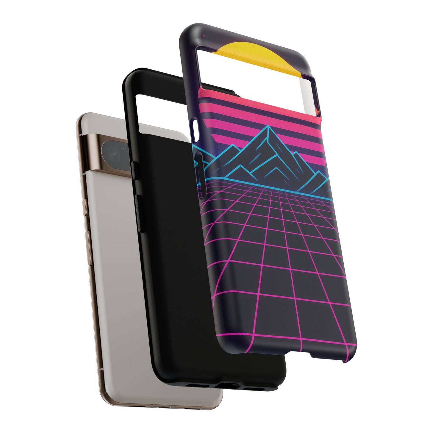 Retro Sunset Phone Case, Vintage Neon Case, 80s Aesthetic Cover, Gift for Tech Lovers, Unique Phone Accessories