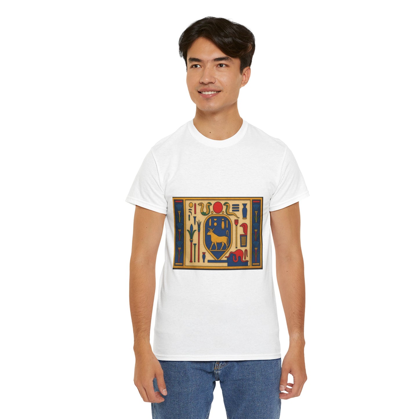 Egyptian Hieroglyphs Unisex Heavy Cotton Tee, Graphic Tee, Casual Wear, Gift Idea, Unique Shirt, Summer Style
