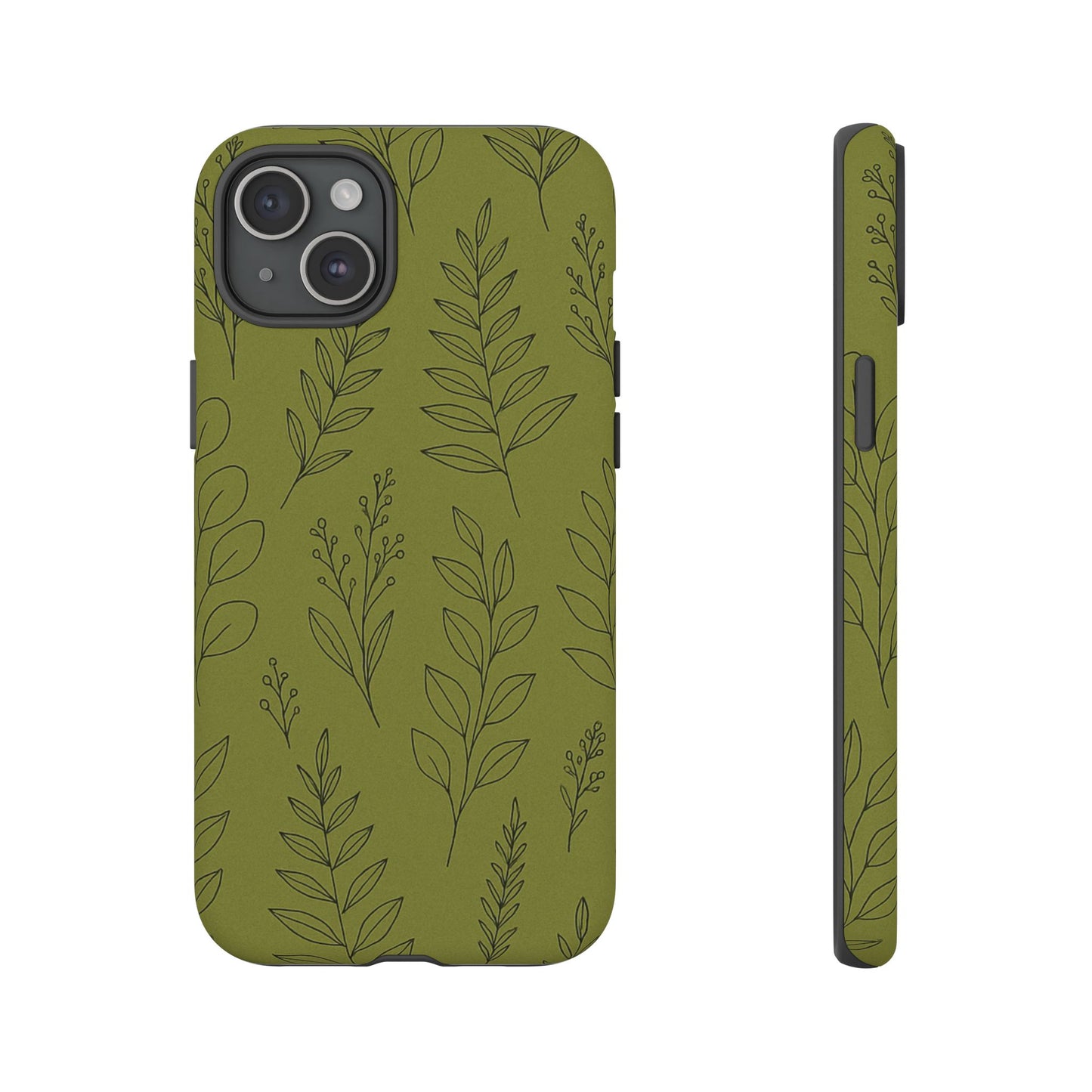 Stylish Phone Case, Botanical Design, Tough Phone Cover, Green Floral Case, Nature Inspired Gift, Eco-Friendly Accessory