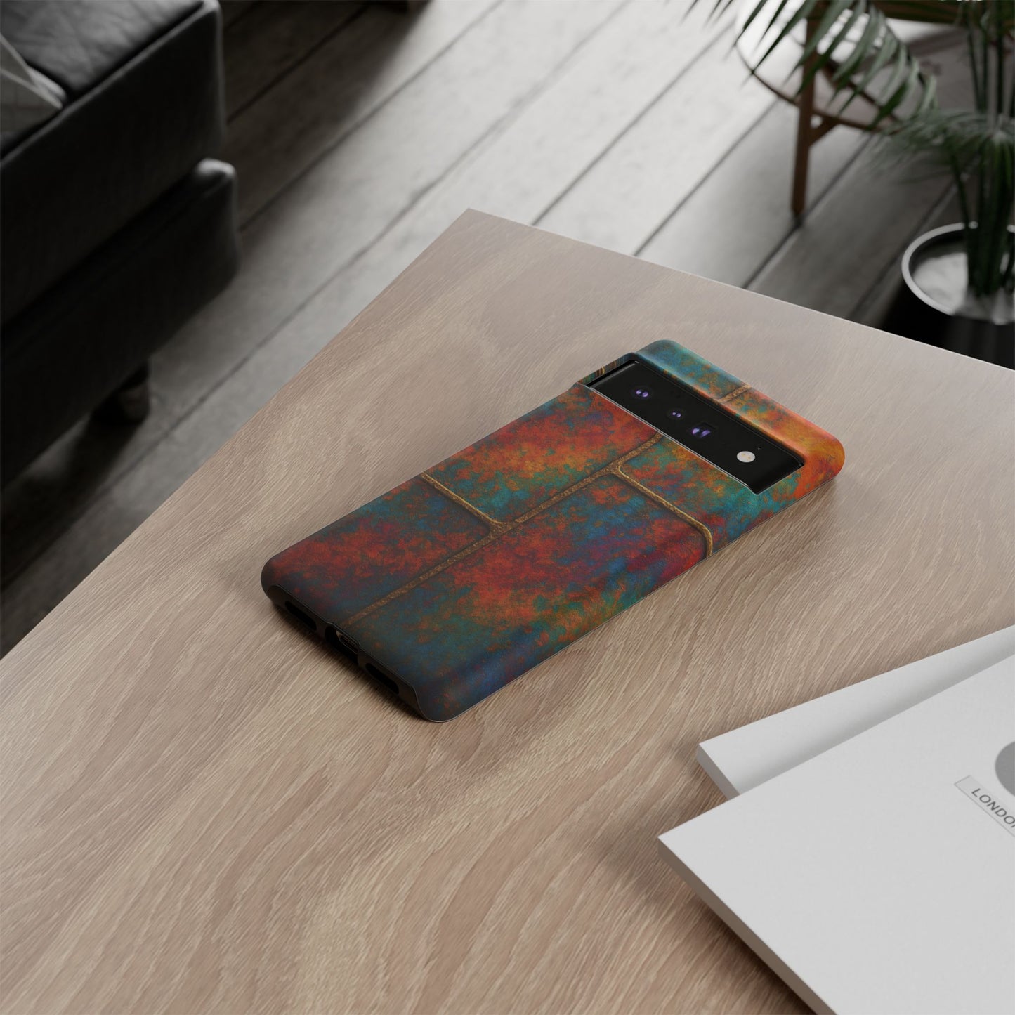 Colorful Textured Phone Case, Vibrant iPhone Cover, Tough Protective Shell, Unique Mobile Accessory, Artisan Phone Protection