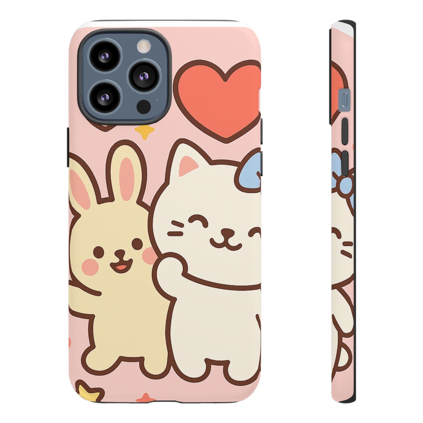 Cute Animal Phone Case -Tough Cases with Bunny and Cat Design, Kawaii Gift for Kids, Birthday, Everyday Use, Phone Accessories, teenage girl