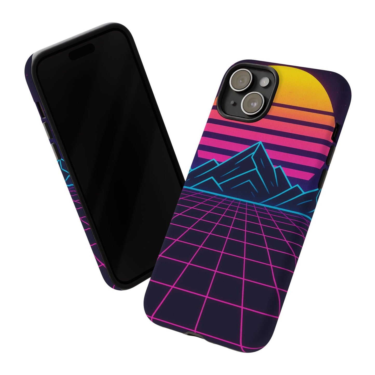 Retro Sunset Phone Case, Vintage Neon Case, 80s Aesthetic Cover, Gift for Tech Lovers, Unique Phone Accessories
