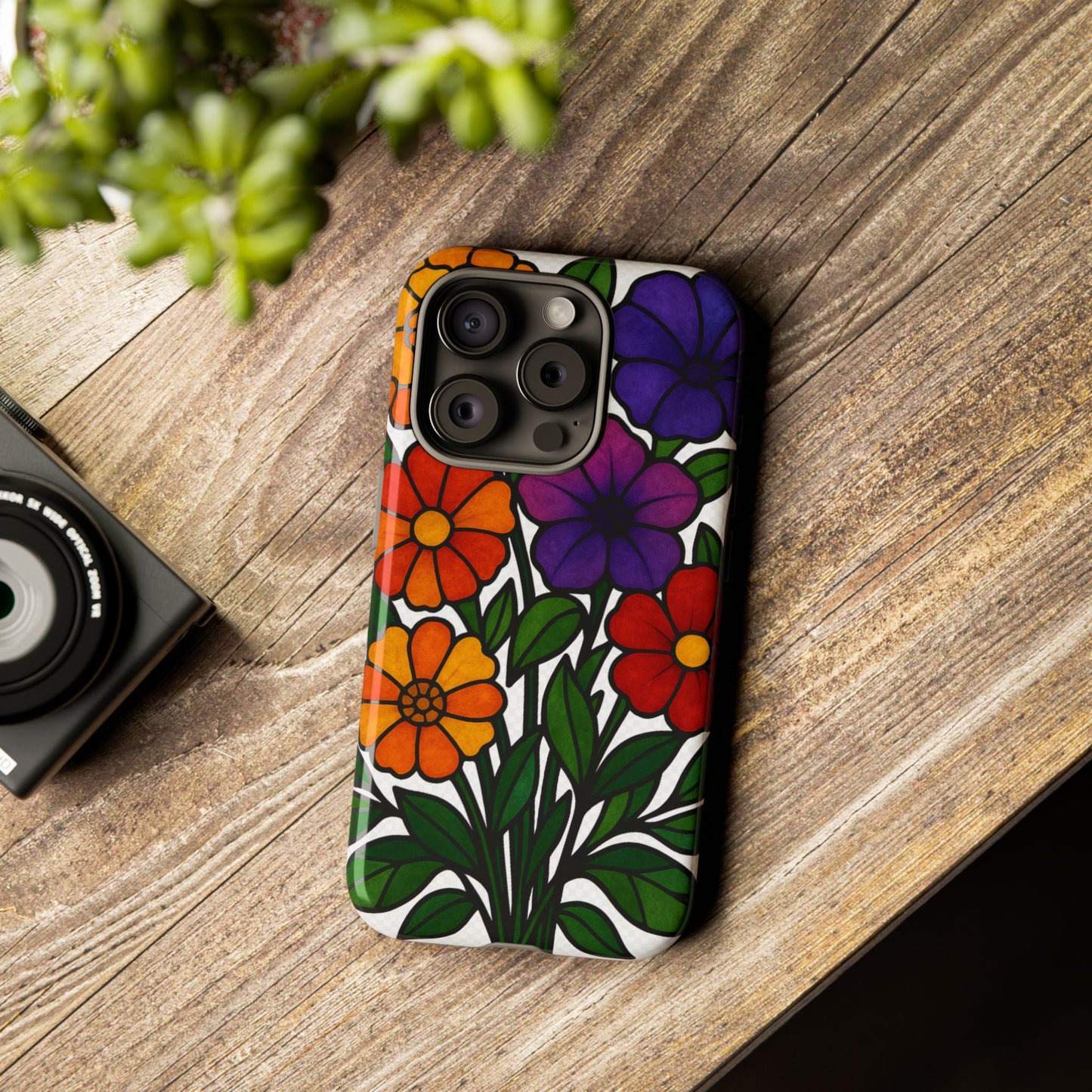 Floral Phone Case, Tough Cases with Colorful Flower Design, Gift for Flower Lovers, Summer Accessories, Trendy Phone Cover
