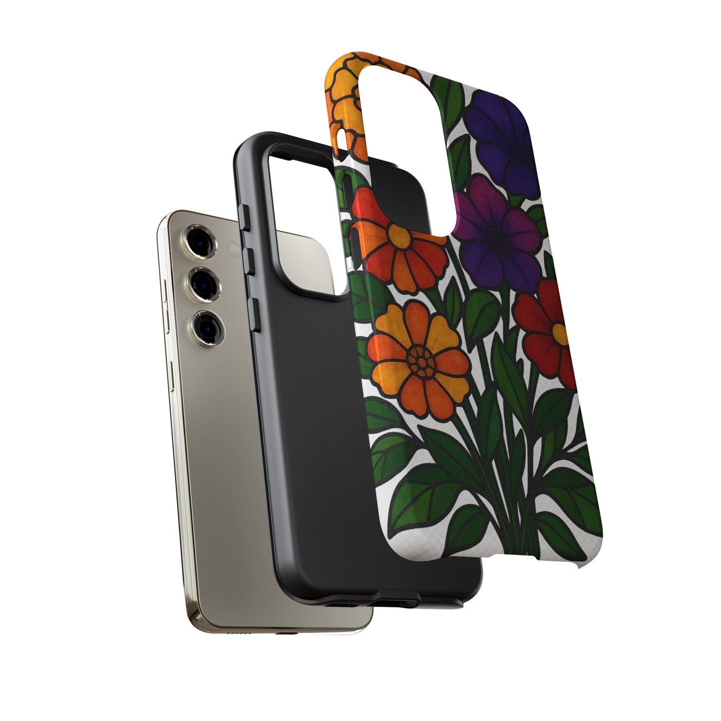 Floral Phone Case, Tough Cases with Colorful Flower Design, Gift for Flower Lovers, Summer Accessories, Trendy Phone Cover