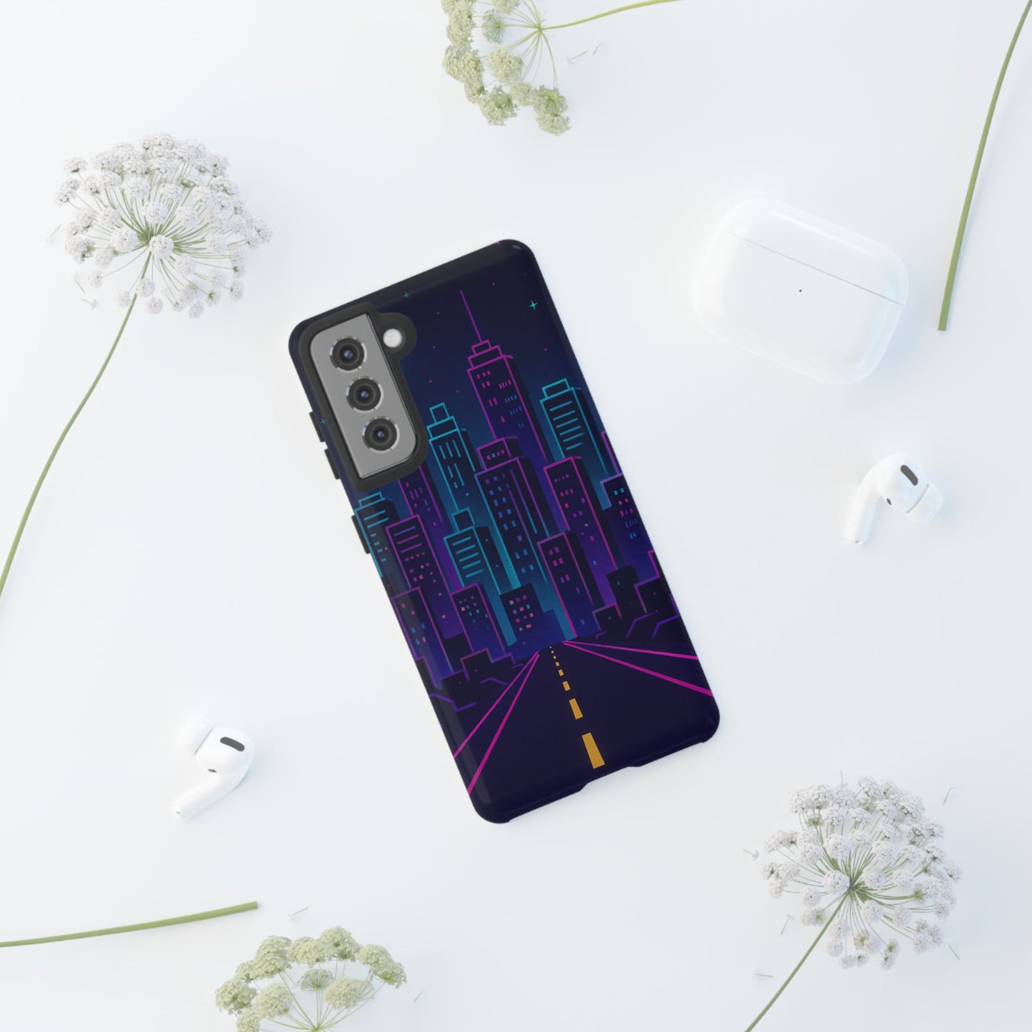 Cityscape Phone Case, Tough Cases, Urban Style, Nighttime Vibe, Phone Cover, Gift for City Lovers, Modern Design