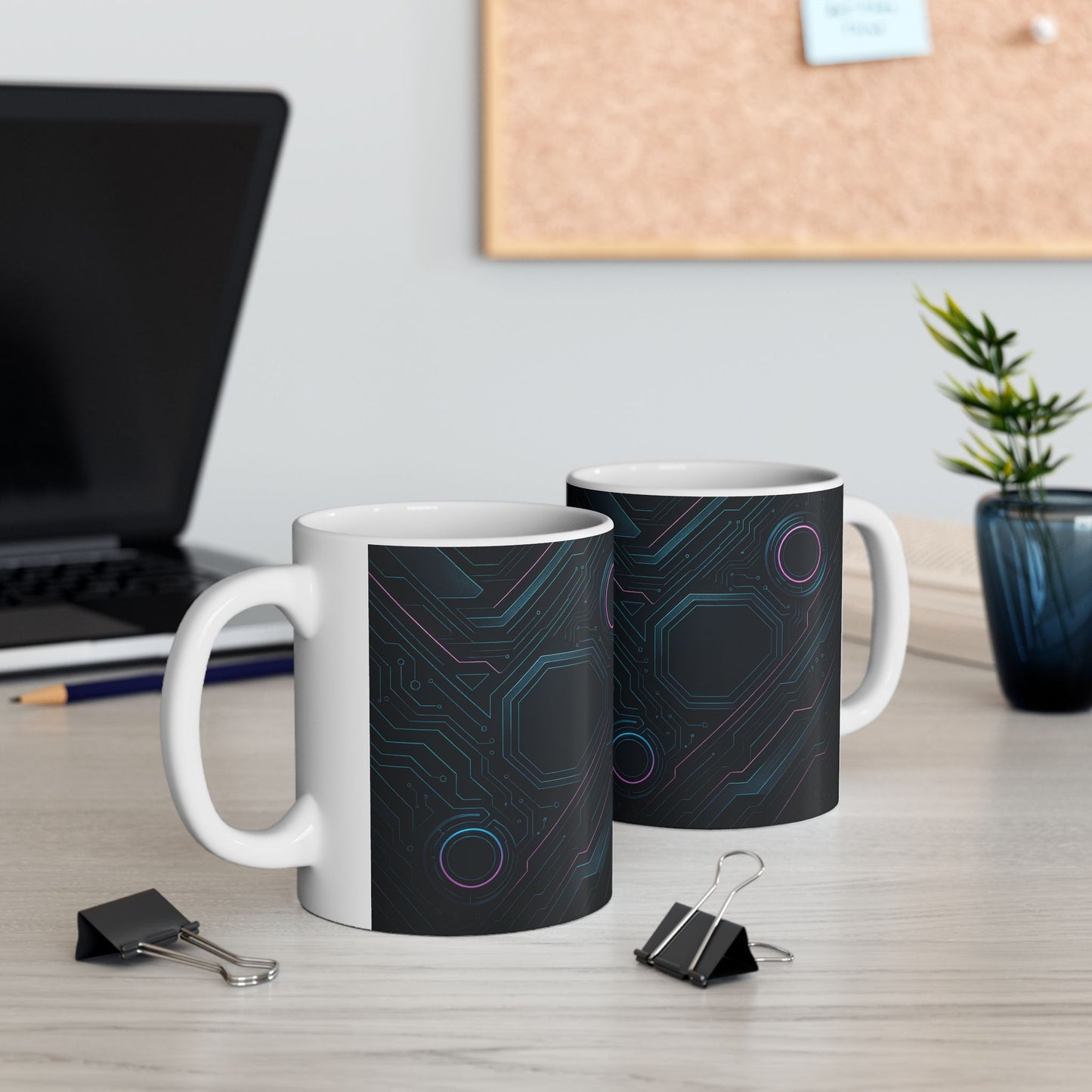 Futuristic Circuitry Ceramic Mug | Geeky Gift, Tech Lover, Home Office Decor, Unique Coffee Cup, Personalized Tea Mug