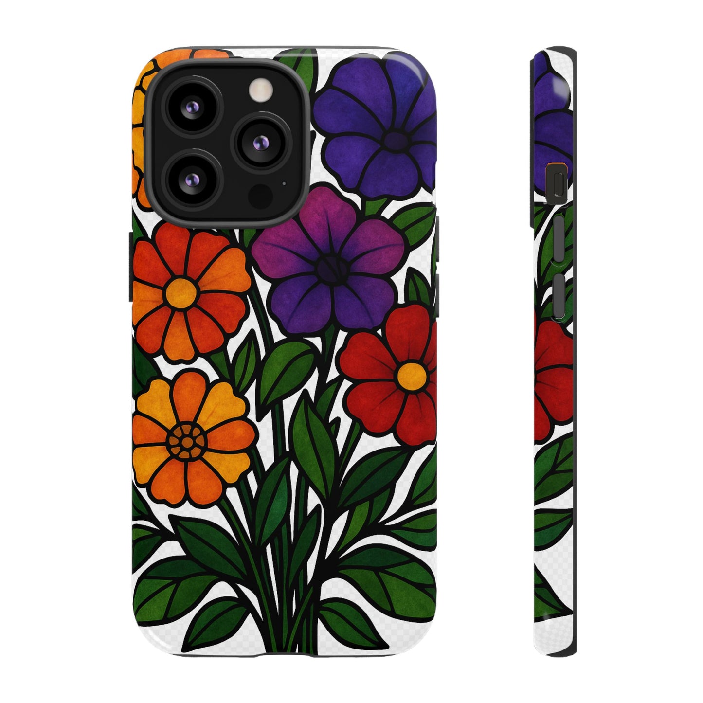 Floral Phone Case, Tough Cases with Colorful Flower Design, Gift for Flower Lovers, Summer Accessories, Trendy Phone Cover