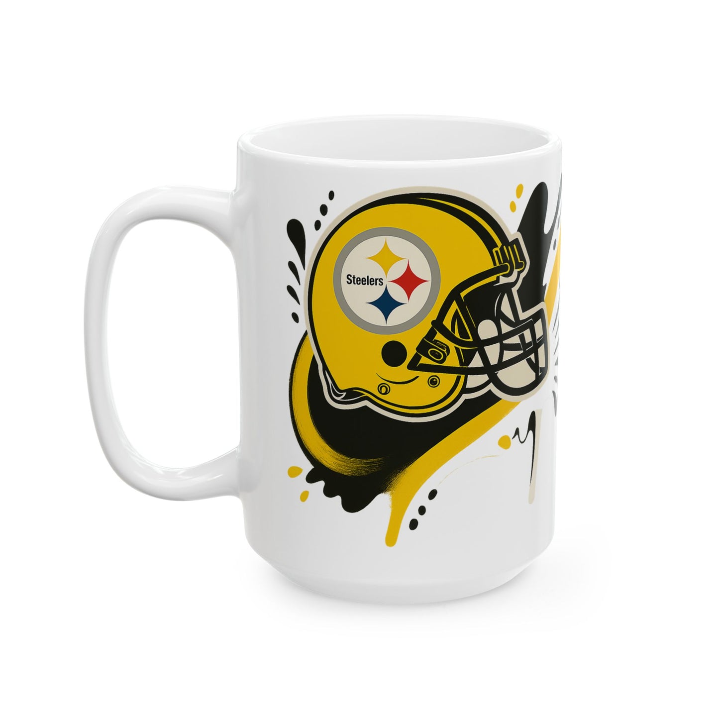 Steelers Football Ceramic Mug, 11oz or 15oz, Gift for Fans, Game Day Coffee Cup, Sports Decor